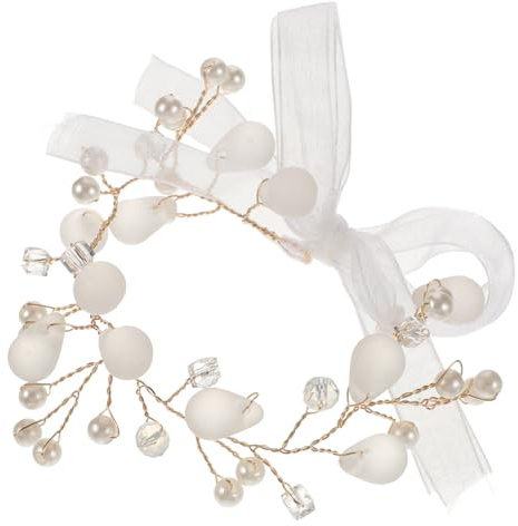 Amosfun Pulsera De Perlas Con Flor De Muñeca Nupcial Con Cinta De Hilo Banda Decorativa Para Boda Fiesta Dama De 5.51 Pulgadas