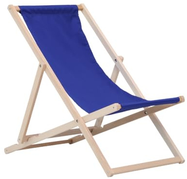Sdraio pieghevole in legno da giardino, sedia da spiaggia, lettino prendisole, fino a 120 kg, colore Blu