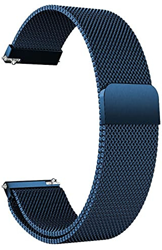 LYYLTX Metal Magnetic Watch Band Mesh Woven Quick Release Strap Adjustable Stainless Steel Replacement Straps for Women Men 14mm 16mm18mm 20mm 22mm 24mm (22mm,Blue)