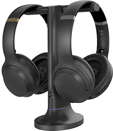 Avantree Duet - 2 Kabellose Kopfhörer für Fernseher, klarer und lauter Klang für Senioren, einfache Plug-&-Play-Einrichtung, mit 2,4-GHz-RF-Sender & Ladestation