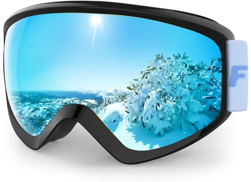 Findway Gafas de Esqui Niño, Gafas de Snowboard 8~14 Años Niño Niña OTG Ajustable para Anti-Niebla Protección UV Compatible con Casco para Esquiar Patinaje Snowboard Deportes de Invierno