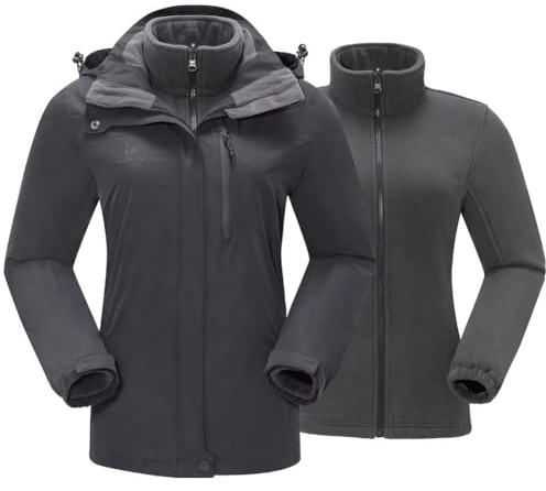 CAMEL CROWN Women's Waterproof Ski Jacket 3 in 34 Winter Coat Windbreaker Snowboard Jackets for Rain Snow Outdoor Hiking