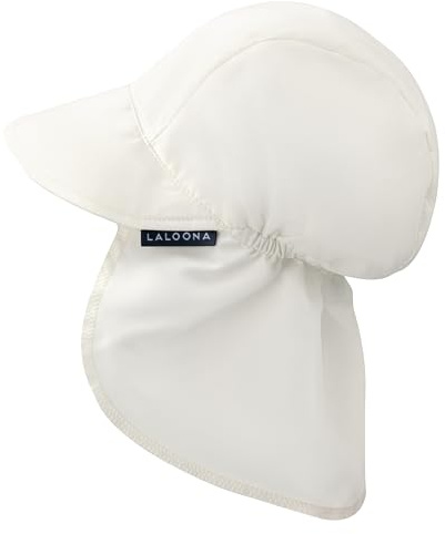 LaLoona Cappello Neonato con Visiera UV 80+ | Unisex - Bianco - 43/45