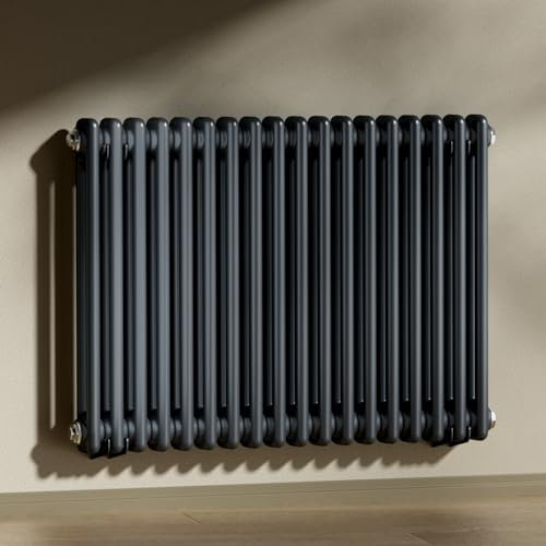 Heilmetz Anthracite Radiators Horizontal Double, 600x830mm Column Radiator Central Heating Radiator Traditional Cast Iron Style 2 Column Radiators