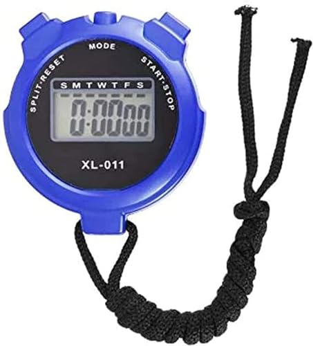 Digital Handheld Sports Stopwatch, Outdoor Multi-Function Digital Timer, Split/single Lap Running Timer,Shockproof Stopwatch for Coaches Swimming Running Sports Training (Blue)