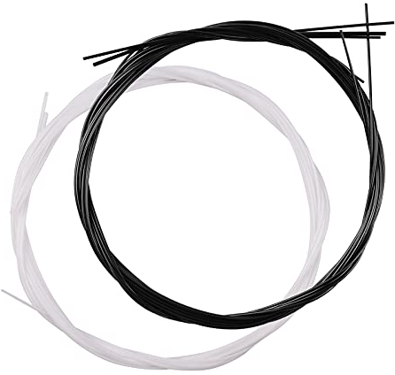 COMETX Ukulelen-Saiten, schwarz, 4 Stück/Set, Nylon, Ukulelen-Saiten für 53,3 cm Sopran, 58,9 cm Konzert, 66 cm Tenor-Ukulelen (.024-.026), 2 Sets (Schwarz + Weiß)