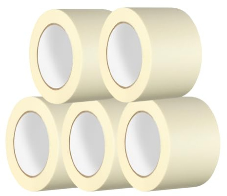 Apex Business Supplies 5 Rolls Wide Masking Tape 75mm X 50m | Masking Tape For Painting | DIY Use Painting Walls, Cars, Crafts & More | Premium Paper Tape Easy Removal, No Residue Tape