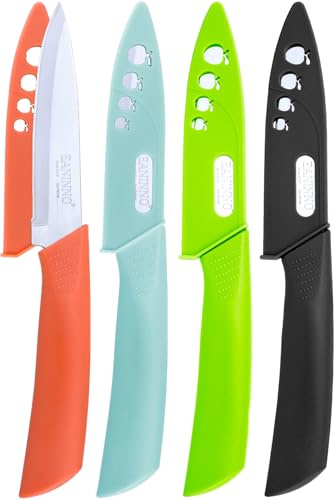 EANINNO Paring Knife, 4 inch Kitchen Knives Set with Cover Small Knife for Fruit Peeling Vegetable Stainless Steel with Sheath Ergonomic Handle