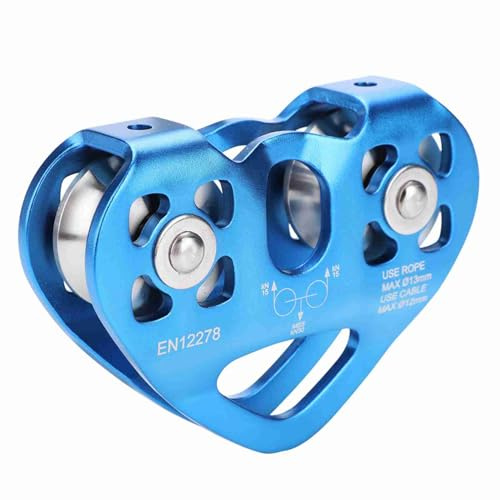 Polea de 30KN, Polea de Escalada de Aluminio de Doble Rodamiento, Equipo de Trabajo Aéreo para Cuerda de 13 Mm con Superficie Lisa, para Exploración y Montañismo Al Aire