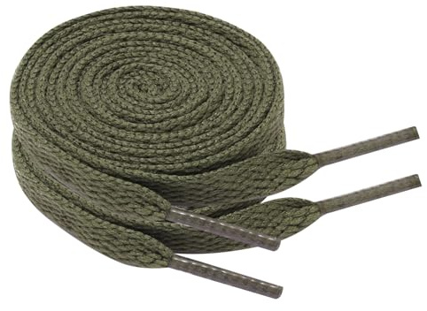 Chic Defend Lot de 2 paires de lacets plats de 8 mm de largeur Lacets de rechange pour chaussures de sport, baskets, chaussures de course, lacets pour hommes et femmes 60-180 cm, Vert kaki, 80 cm - 2