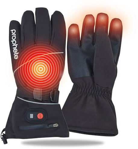 Prophete Guantes Inteligentes para Bicicleta y Bicicleta eléctrica, Resistente al Viento y al Agua, función de calefacción (35 – 45 °C), Compatible con Pantalla táctil, batería Recargable de Iones de
