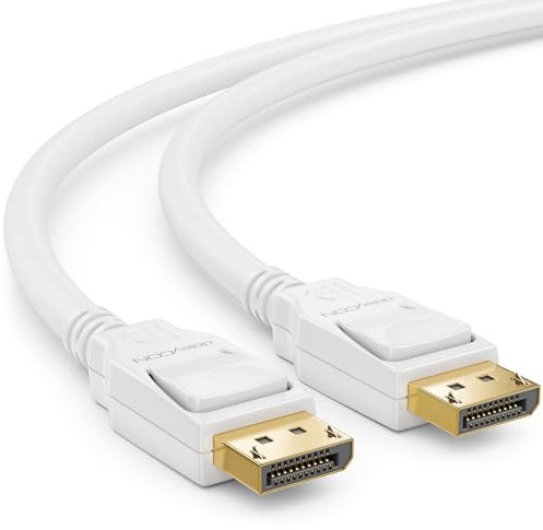 deleyCON 2m Câble DisplayPort 1.4 8K - 1080P Jusqu'à 8K - Idéal pour Les Écrans de Jeu Jusqu'à 360 Hz PC HBR3 DSC HDR-10 - Blanc