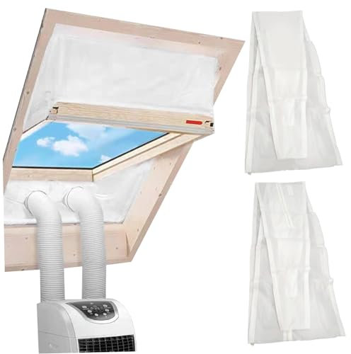 90.6″ Portable Air Conditioner Window Seal Kit, Windproof Zippered AC Vent Seal for Window and Wall, Fast-Install Waterproof Tape for Portable AC, Large