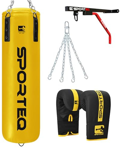 Sporteq Dyno Filled Heavy Boxing Punch Bag 3FT, 4FT & 5FT for All Ages & Genders | Punching Martial Arts Kickboxing Muay Thai Karate | Home & Commercial Gym Use (Yellow, 5FT)
