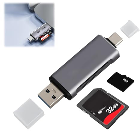 Lecteur de Carte SD TF USB C et USB 3.0 2 en 1 Adaptateur de MicroSD, USB C Lecteur de Carte Mémoire, SD Card Reader Universel pour/MMC/TF/SDXC/SDHC/Micro SDHC/Micro SDXC