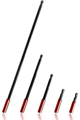 5 piezas de extensión de brocas hexagonales de 1/4, soporte magnético de 50/60/100/150/300 mm de largo, cambio rápido para destornillador, taladro, martillo percutor, extensión de brocas, soporte de