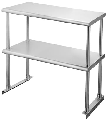 Hally Double Overshelf of Stainless Steel 12'' x 30'' Weight Capacity 340lb, Commercial 2 Tier Shelf for Prep & Work Table in Restaurant, Home and Kitchen