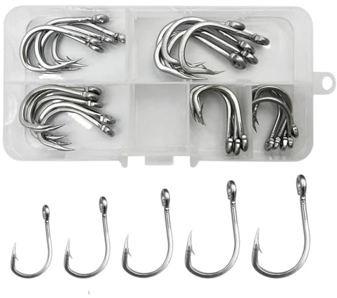 25pcs/Box 10884 Pipe Fu Iseni Hook Stainless Steel Sea Fishing Reinforcement Thick Giant Hook Herring Sturgeon Tuna