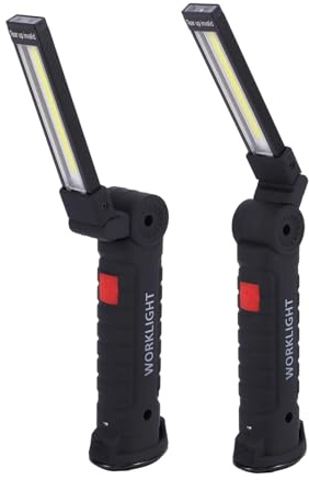 Vexnaro 2 Piezas Linternas LED Recargablesde Trabajo, Lámparas Portátiles con Base Magnética y Gancho, 5 Modos de Iluminación, Luz de Inspección para Taller, Garaje, Coche, Camping y Emergencia