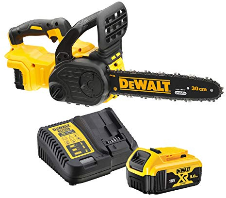 DeWalt DCM565P1-QW DCM565P1-QW-Motosierra Compacta sin escobillas XR 18V con 1 batería Li-Ion 5Ah y Largo de Espada de 30cm, Arándano