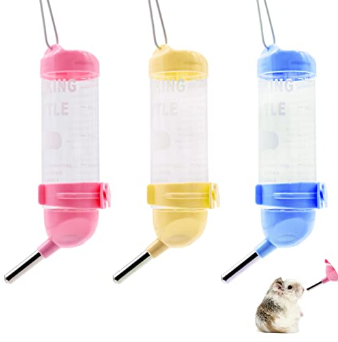 Hamster Water Drinking Dispenser, 3 Pcs 125ml Plastic Hanging Small Animal Water Bottles, Automatic Water Feeder for Hamster, Rabbit, Guinea Pig, Rat, Gerbil