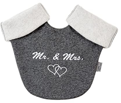 Goldi-Design Partnerhandschuhe einzeln mit Bestickung Mr. & Mrs. aus Doppelfacefleece - in Deutschland hergestellt - grau/weiß