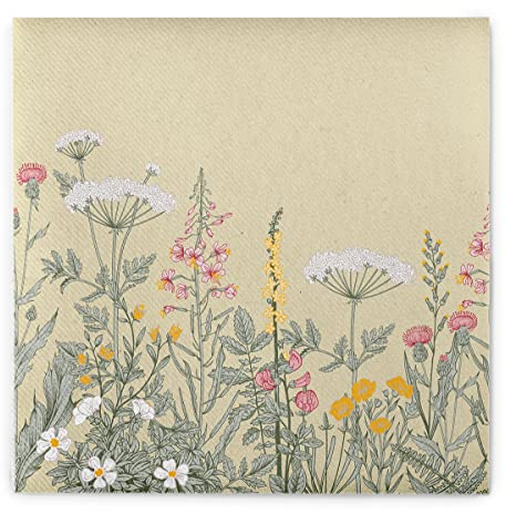 Mank Airlaid Frühlings Servietten 40 x 40 cm perfekt für Gastronomie und Feiern stoffähnlich und saugstark 50 Stück Aurelia Frühling Sommer Hochzeit Gräser