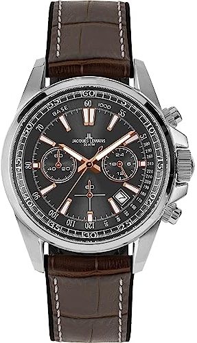 JACQUES LEMANS Herrenuhr Chronograph Ziffernblatt mit Sonnenschliff 1-2117W