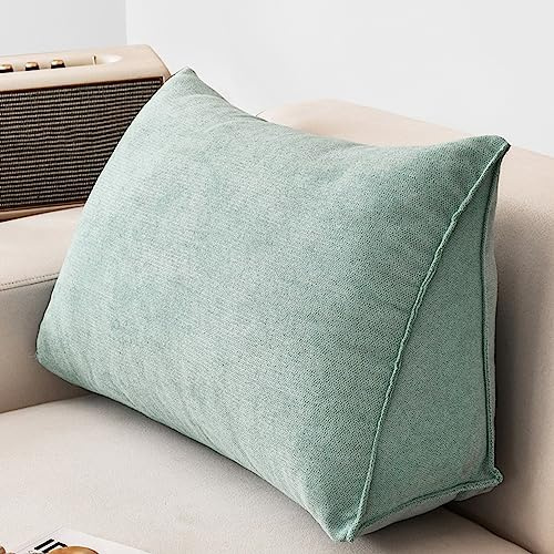 NENIUX Almohada de lectura de cuña grande, cojín triangular para respaldo, cojín de apoyo lumbar/espalda con funda extraíble para sofá cama, sofá tatami hogar, 80 x 35 x 20 cm, verde