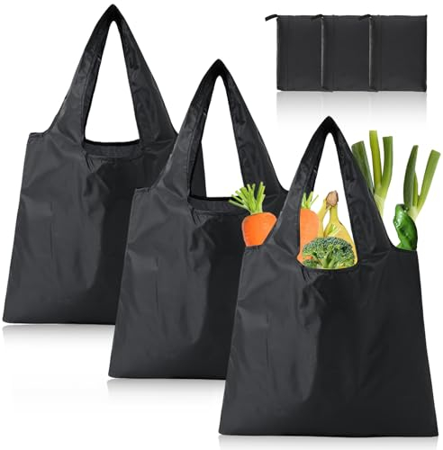 SUWIWKKOA 3 Stück Einkaufstasche Faltbar, Wiederverwendbare Einkaufstaschen, Umweltfreundliche Tragetasche Waschbare Einkaufstten, Dauerhaft Einkaufstüten Tglichen Einkauf Loading