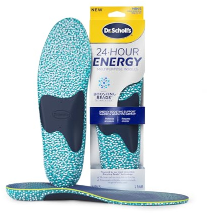 Dr. Scholl's® Solette multiuso energetiche 24 ore, restituiscono energia ad ogni passo, alleviano la pressione del piede e i piedi stanchi e doloranti, inserto in memory foam e gel, scarpe da uomo