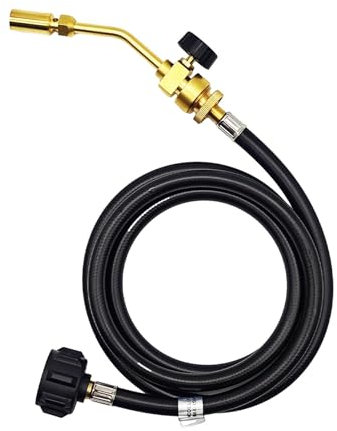 MagiDeal Soplete de propano, soplete de Gas, soplete de Gas Mapp, Soldadura, Cocina, Manguera de 1,5 M, Quemador de plomería de Gas propano licuado