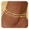 ZHESHY 2 Stück Fußkettchen Gold Silber 925 für Damen 18K Gold Perlen Mehrreihige Fussketten Für Frauen Mit Kreuz Herz CZ Plättchen Verstellbare Wasserfest Sommer Strand Schmuck Fußkette Set für Damen