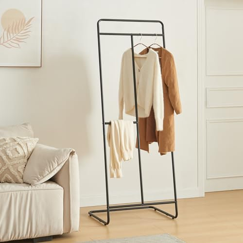 [en.casa] Garderobenständer Sandviken Kleiderständer Garderobe aus Metall Standgarderobe Kleiderstange 166 x 63 x 48cm freistehend Schwarz