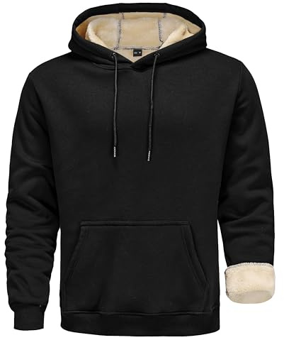 Zoofly Sweat Homme Hiver Chaud Pull Polaire Homme Casual Veste à Capuche Homme Pull Sport Homme Thermique Veste Polaire Homme Hoodie Capuche Sport Homme Travail Sweatshirt Noir L