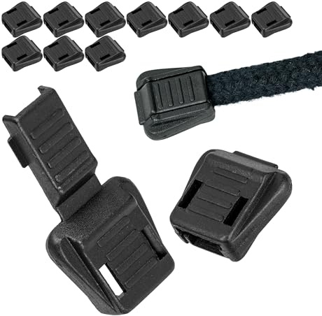 Tapones para Cordones, 12 Piezas, para Cordones de hasta Ø 5 mm, diseño 3, Negro, plástico, Tapones para Extremos de Cordones de Mochilas, Jerseys, Chaquetas, Ropa de Exterior