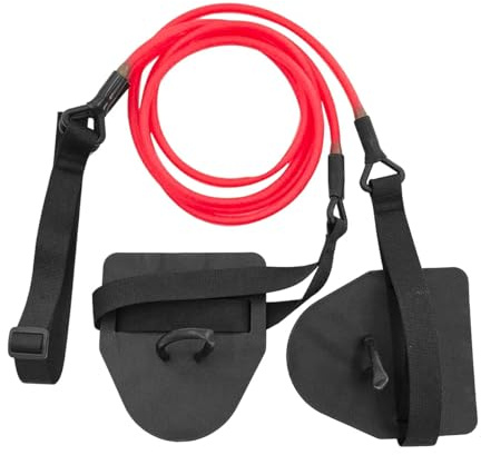 Laroal Land Swimming Trainer With Hand Paddles Resistance Rope Pull Band Fitness Detachable Elastic Band For Improving Arm Strength（Red 30 Lbs）