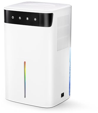 Mini Deumidificatore Elettrico 2600ml, con Luce Cambiante e Funzione di Sbrinamento - Modo Notte Silenzioso 40dB per Camera da Letto, Cucina, Cantina, Anti-Umidità