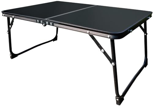 SXDQMX Table Pliante Exterieur, Plateau en MDF, Structure en Métal, Table de Camping Pliante pour Terrasse, Pique-Nique et Jardin, Aucun Assemblage Requis
