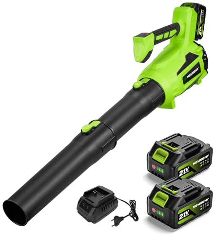NewBeny Soffiatore Foglie, Soffiatore Elettrico Senza Spazzole da 23000 giri/min con 2 Batterie da 21V, 200 MPH & 350 CFM con 6 Impostazioni di Velocità Soffiatore per auto per Giardini e Vialetti