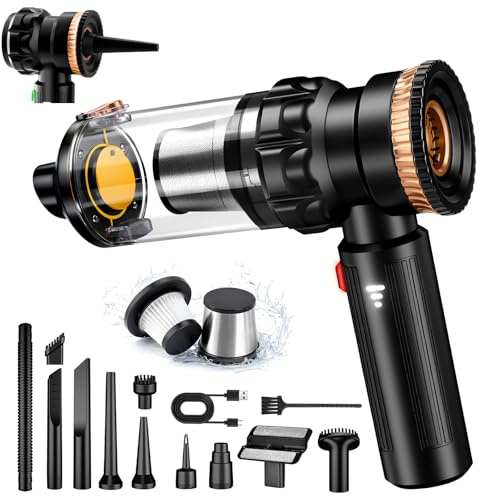 Aspirapolvere Auto Potente, 25000Pa 4-in-1 Aspirabriciole Senza Fili Portatile per Auto con Motore Senza Spazzole, Aspira Briciole con 3 Livelli di Velocità & One-Touch Dust Dump per Auto, Camper
