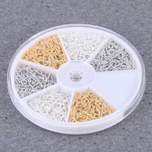 Homoyoyo Juego de 900 Piezas Tornillos de Ojo de Oveja Multicolor, Gancho Roscado de Hierro Enchapado, Tamaños Variados para Bricolaje, Manualidades y Uso Doméstico Color Color Aleatorio
