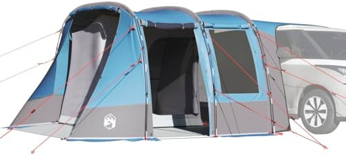 Biltält blått vattentätt av 185T polyester med PU-beläggning 403 x 325 x 209 cm, campingtält med dragkedja ingång, lätt popup-tält för camping, festivaler