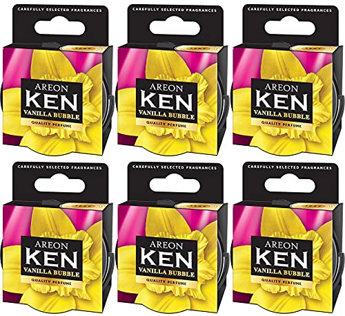 Areon Ken Lufterfrischer Vanille Bubble Gum Kaugummi Auto Duft Autoduft Wohnung Dose Duftdose Erfrischer 3D Set ( Vanilla Bubble Pack x 6 )