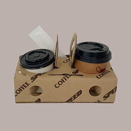 Lucgel Porta 2 Bicchieri Asporto Caffè Coffee Sped Cestino Carta Marrone 2 Fori -100 pezzi- 80x155H40mm
