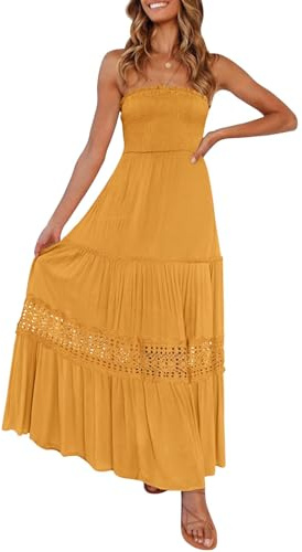 ZESICA Strapless Maxi Dress Clásico Mujer