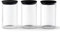 Franklin Lade Glass Storage Jars | 3 Piece Set 900ml | Airtight Black Bamboo Lids | Glass Jars with lids | Tea Coffee Sugar Canisters | Pantry Storage Containers | Storage Jars for Kitchen