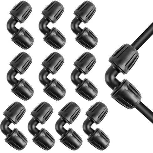 Hydrogarden Micro-Drip-System L-Stück 13 mm (1/2 Zoll): Rohrverbinder für die Richtungsänderung des 13 mm Verlegerohre, werkzeuglose Montage, wiederverwendbar (10 Stück Ellenbogen)