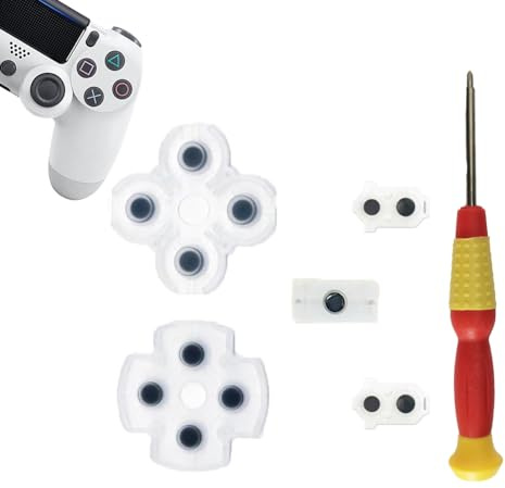 1 Set Silicone Conductive Rubber Pads Replacement for Playstation 4 PS4 Controller Parts for JDM-030/040 Dualshock 4 L1 R1 L2 R2 Adhesive Button Changing Keypad Repair Replacement Part Tool Kit (040)