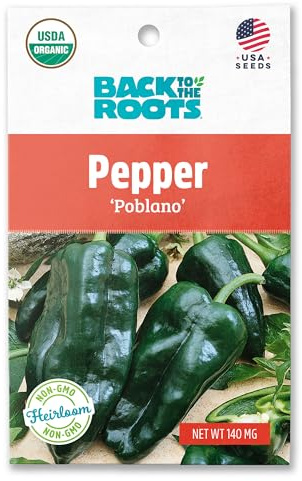 Back to The Roots 100% Organic Seed Packet - Chili Pepper 'Poblano' 140mg
